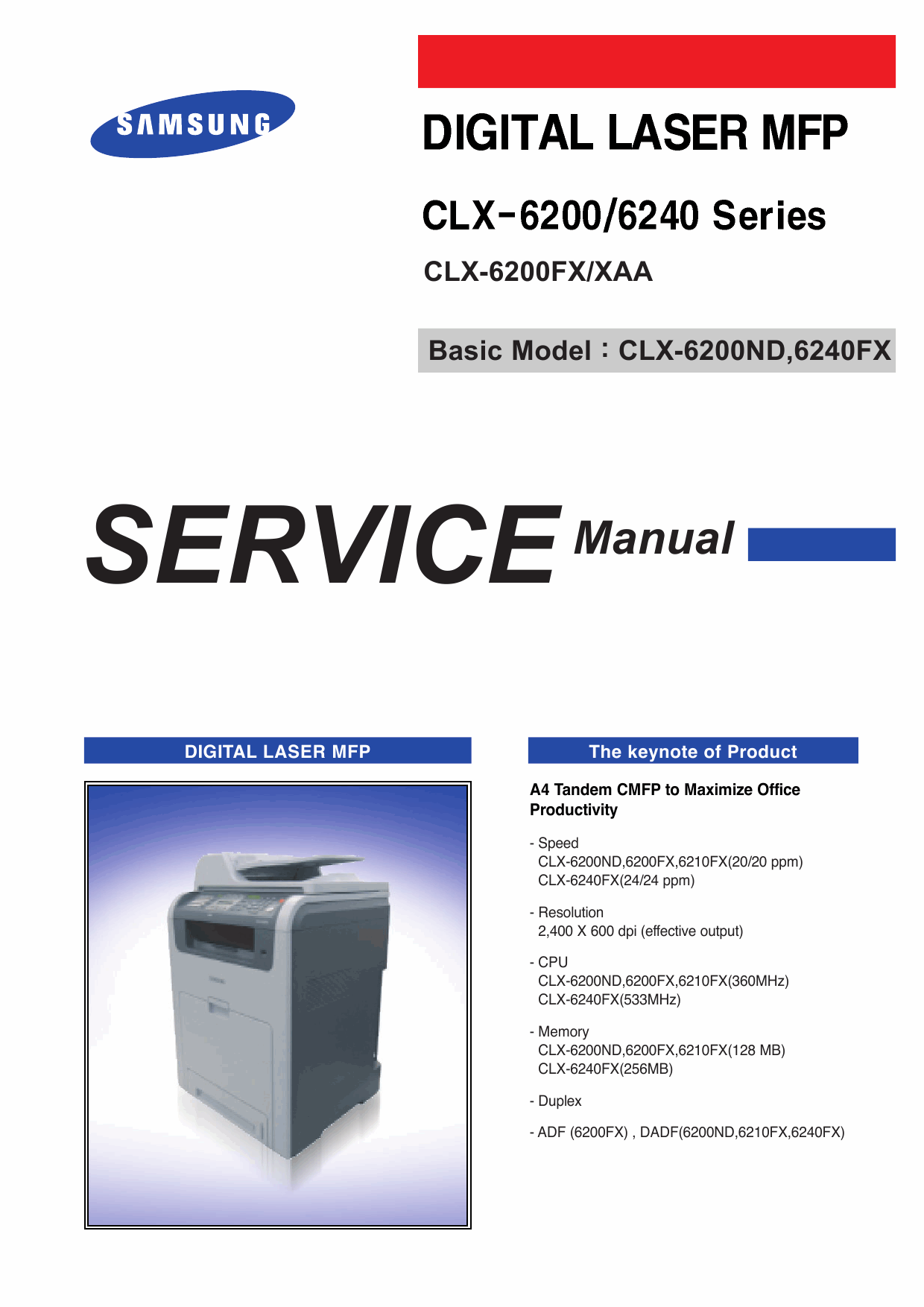 Samsung Digital-Laser-MFP CLX-6200 6200FX 6240 Parts and Service Manual-1